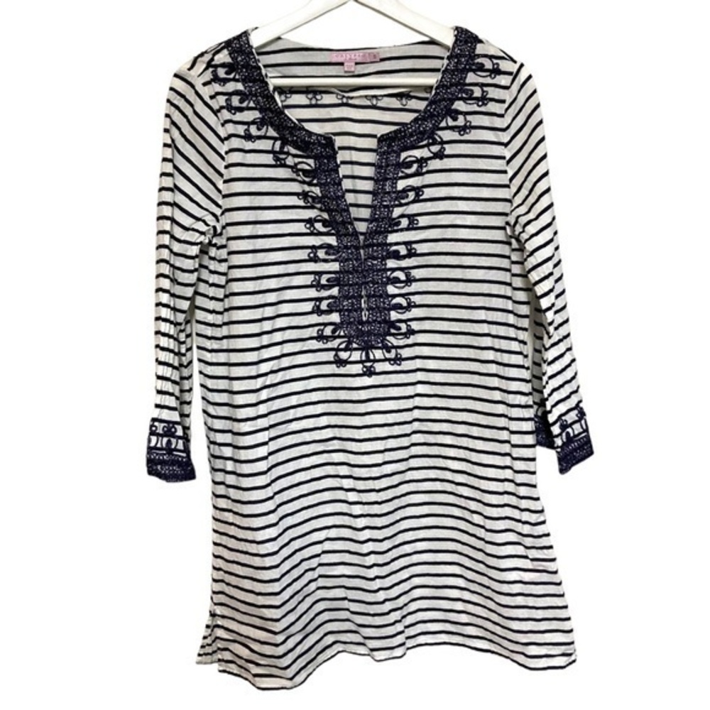 calypso st. barth‎ S tunic blouse swim cover boho embroidered resort peasant top